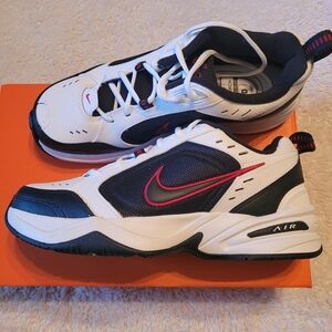 Nike Men's White and Black Sneakers with Red Accents
